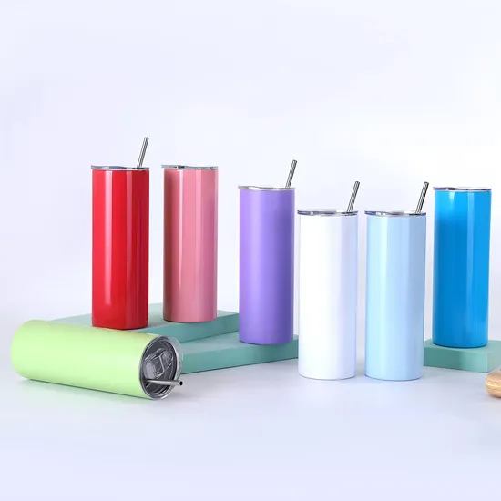 New Product 20oz Tumbler Custom Thermo Tumbler Insulated Stainless Steel Straight Cup Sublimation Vacuum Flask Water Bottle Coffee Mug Cup with Straw Lid