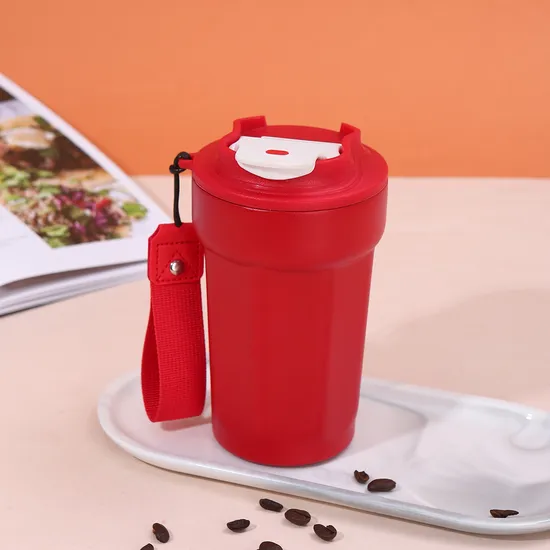 Custom Logo Double Wall Insulated Travel Coffee Water Bottle Thermo Tumbler Stainless Steel Coffee Cups with Handle