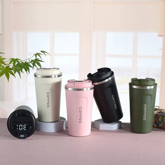510ml 380ml Digital Travel Car Insulated Vacuum Flask Stainless Steel Thermo Water Bottle Tumbler Smart Coffee Mug Cup with Lid