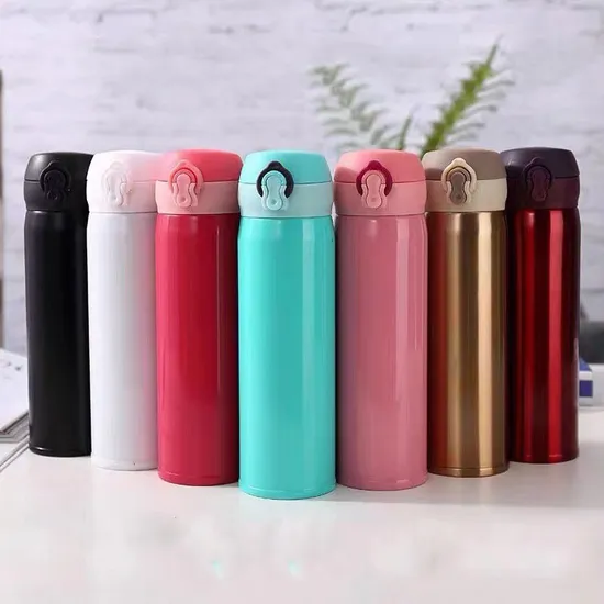 Portable Stainless Steel Insulation Vacuum Cups with Lock Bounce Thermos Travel Mug Flask Water Bottles Thermos Cup for Kids
