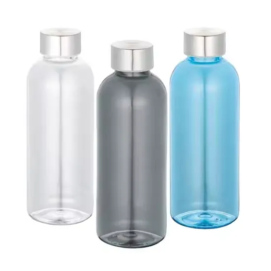 Hot Selling Promotional New Plastic Water Bottle Hard Tritan Recycled Transparent Flat Stainless Steel Lid BPA Free Custom Logo 