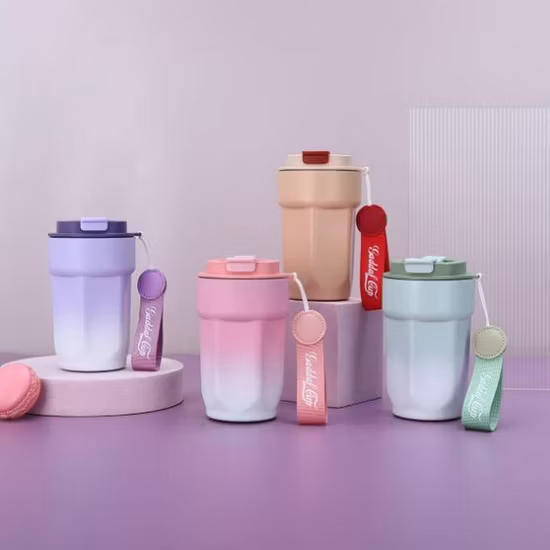 Gradient Color 304 Stainless Steel Double Drink Hexagonal Insulated Thermo Coffee Cup 