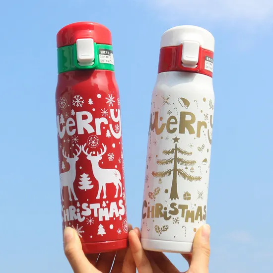 Christmas Stainless Steel Thermos Cup Vacuum Flask Bounce Cover 