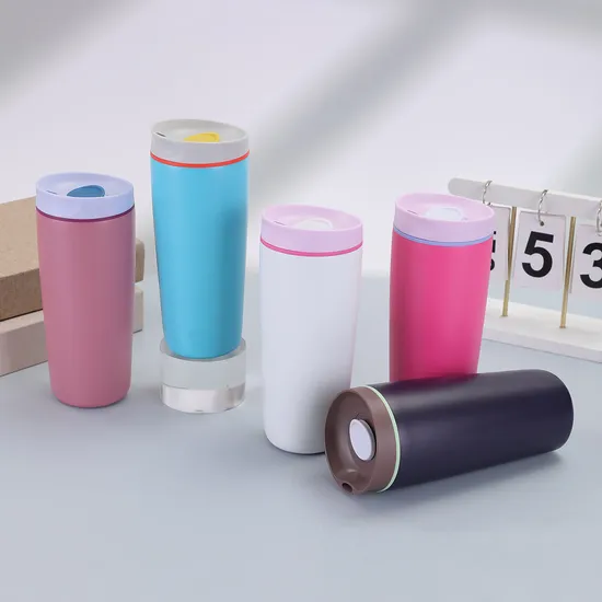 Customized 480ml Stainless Steel 304 Water Bottle Travel Tumbler Vacuum Office Cup with Silicone Sleeve Coffee Thermos Mug