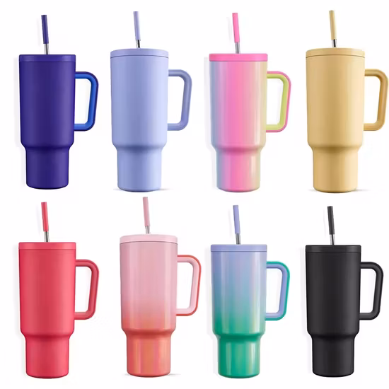 New Fashion Custom Logo Stainless Steel Vacuum Insulated Thermo Tumbler Cup with Lid and Straw 