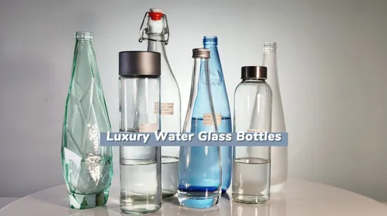 Wholesale 330ml 500ml 750 Ml 1L Luxury Water Glass Bottle Feast Wedding Juice Beverage Sparkling Soda Mineral Water Glass Bottle with Cork or Screw Cap 