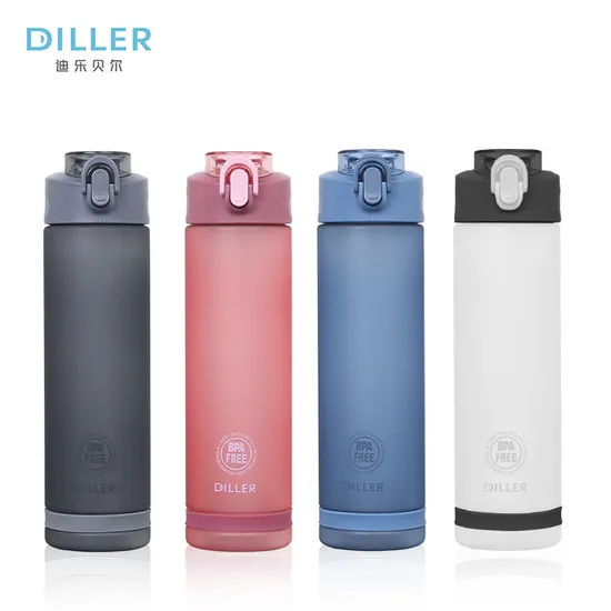 Custom Logo Wholesale Plastic Tritan Sport Water Bottle with Straw 