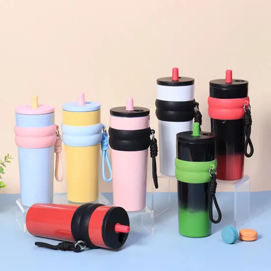 Seaygift Wholesale New 650ml Men Women Ice Coffee Straw Cup Stainless Steel Vacuum Insulated Water Bottle Car Thermos Mug 